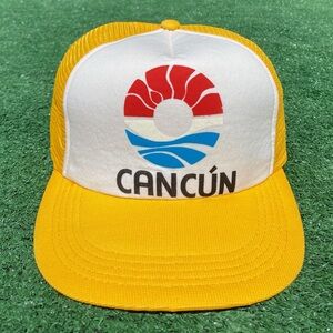 Vintage 80’s Cancun Mexico Yellow Snapback Trucker Hat